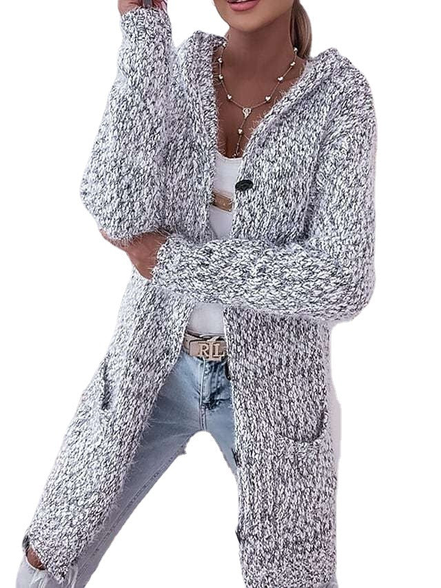 Damen Grobstrickjacke mit Kapuze und praktischen Taschen EB