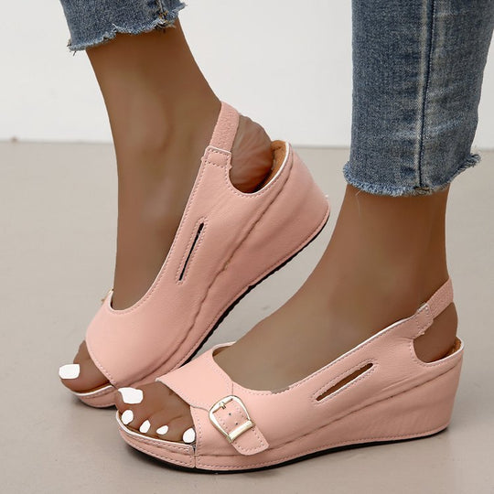 Damen Wedge-Sandalen mit komfortablem Riemchendesign EB