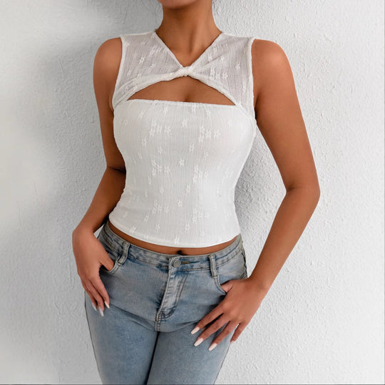 Damen Cut-Out Top mit geknotetem Design EB