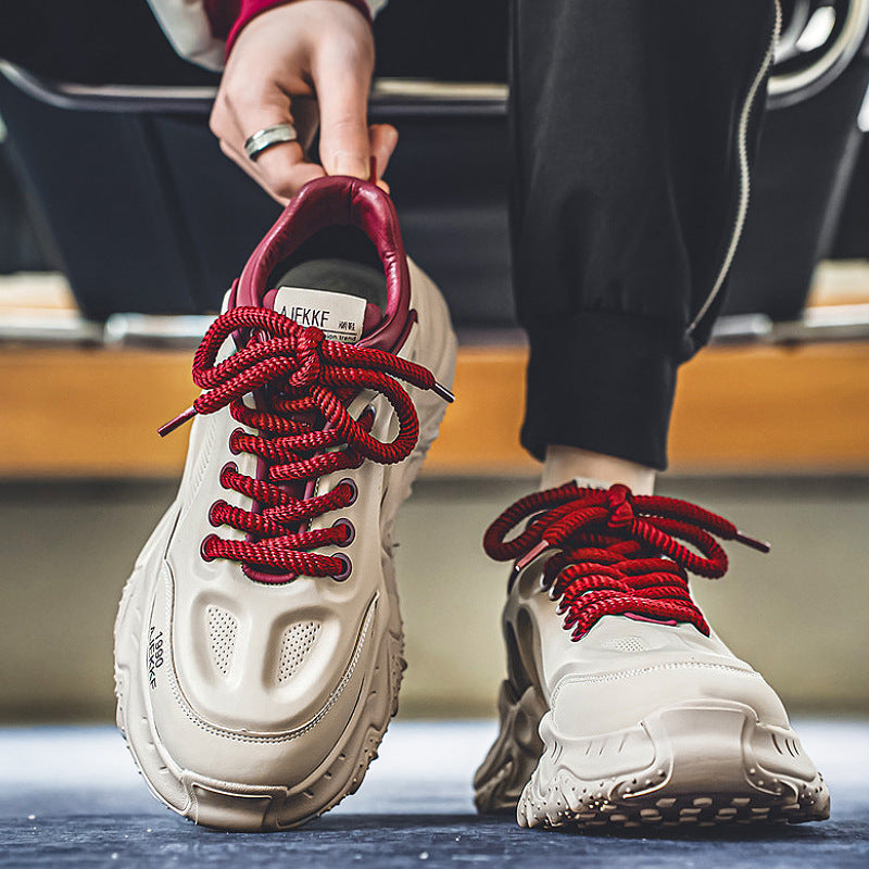 Damen klobige Plateausneaker mit perforiertem Obermaterial gepolstertem Knöchelkragen und griffiger Wellenlaufsohle EB