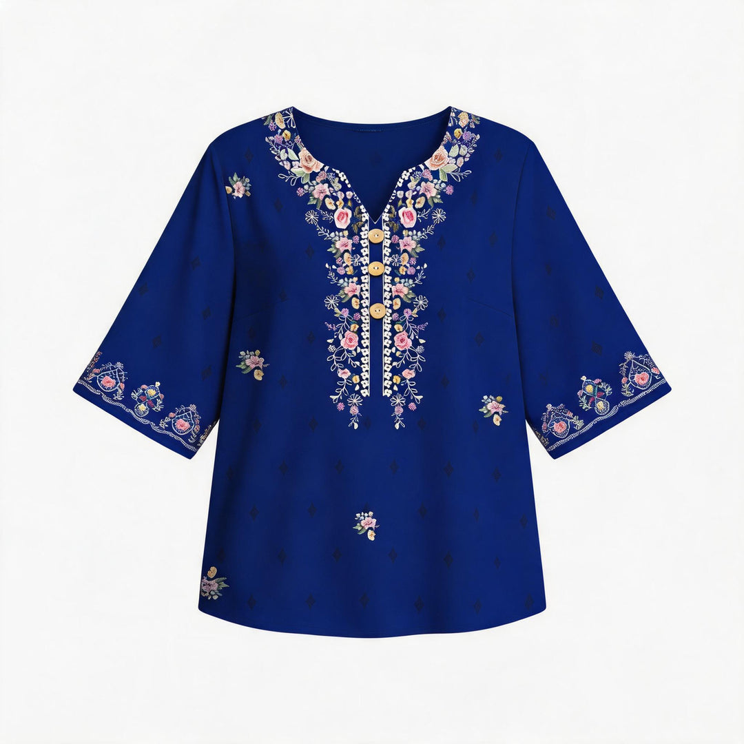 Damen lässiges Marine-Look Oberteil mit Knopfleiste EB
