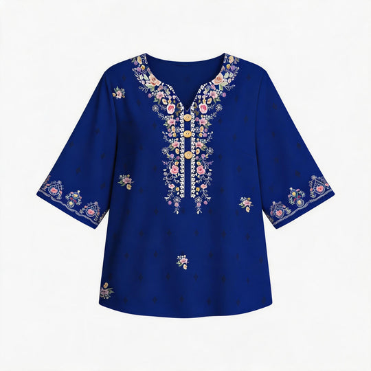 Damen lässiges Marine-Look Oberteil mit Knopfleiste EB
