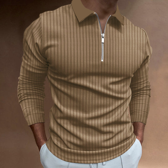 Herren Poloshirt mit elegantem Reißverschluss und strukturiertem Design EB