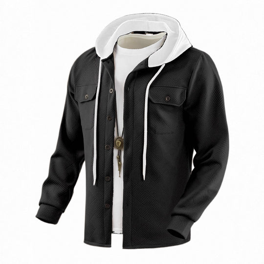 Herren modische Hybrid-Jacke mit abnehmbarer Kapuze und praktischen Taschen EB