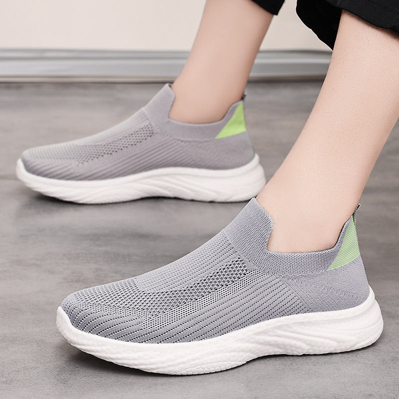 Damen Sportliche Slip-On Sneakers mit atmungsaktivem Mesh-Obermaterial EB