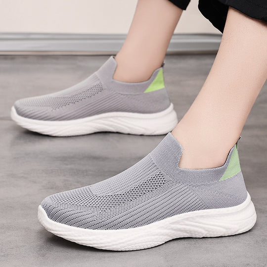 Damen Sportliche Slip-On Sneakers mit atmungsaktivem Mesh-Obermaterial EB