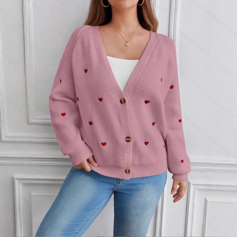 Damen Strickjacke im verspielten Herzdesign EB