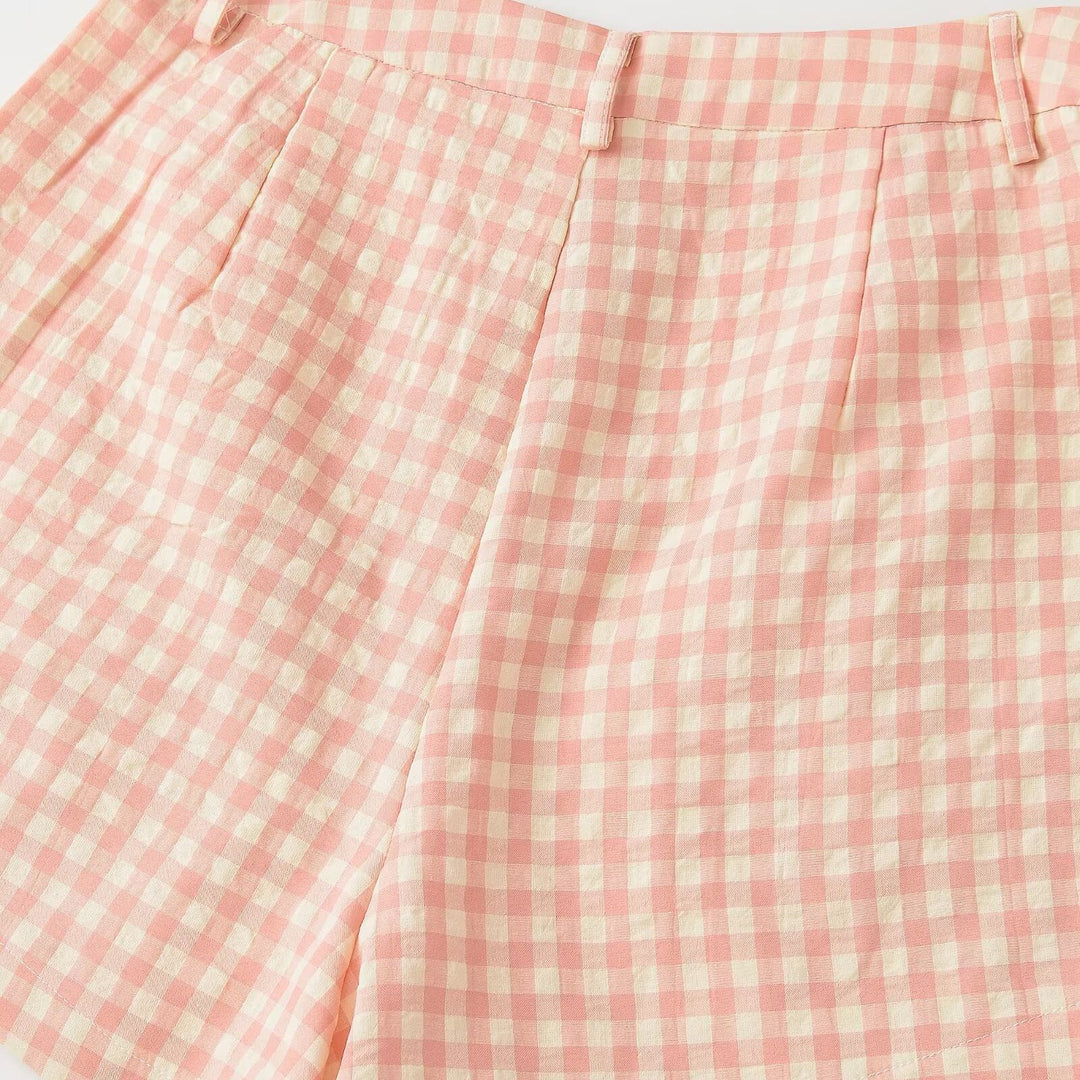 Damen Karierte Shorts mit hohem Bund und schickem Schnitt EB