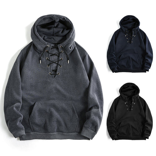 Damen Kapuzenpullover mit raffiniertem Schnürdesign und praktischer Kängurutasche EB