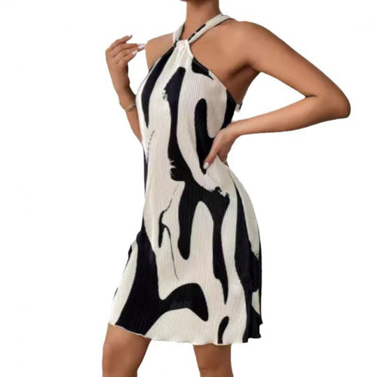 Damen modisches Kurzkleid mit raffiniertem Halterdesign EB