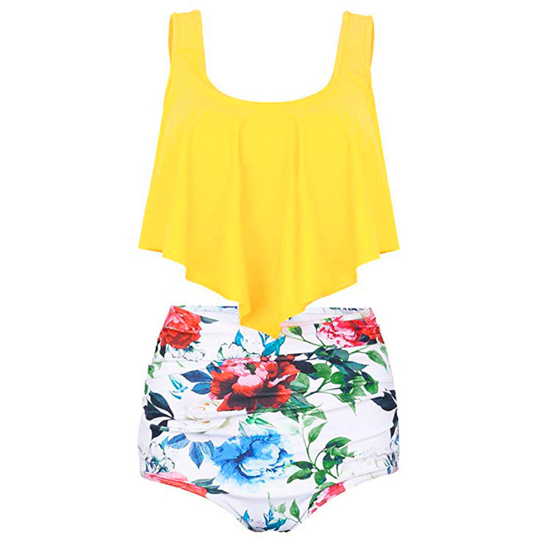Damen Modisches Tankini-Set mit floralem Unterteil und lässigem Oberteil EB