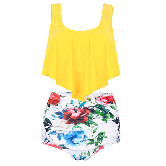 Damen Modisches Tankini-Set mit floralem Unterteil und lässigem Oberteil EB