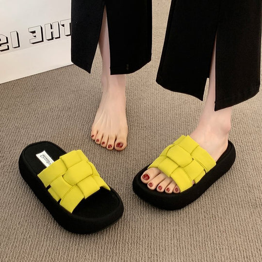 Damen bequeme Platform-Pantoletten mit gekreuzten Riemen EB