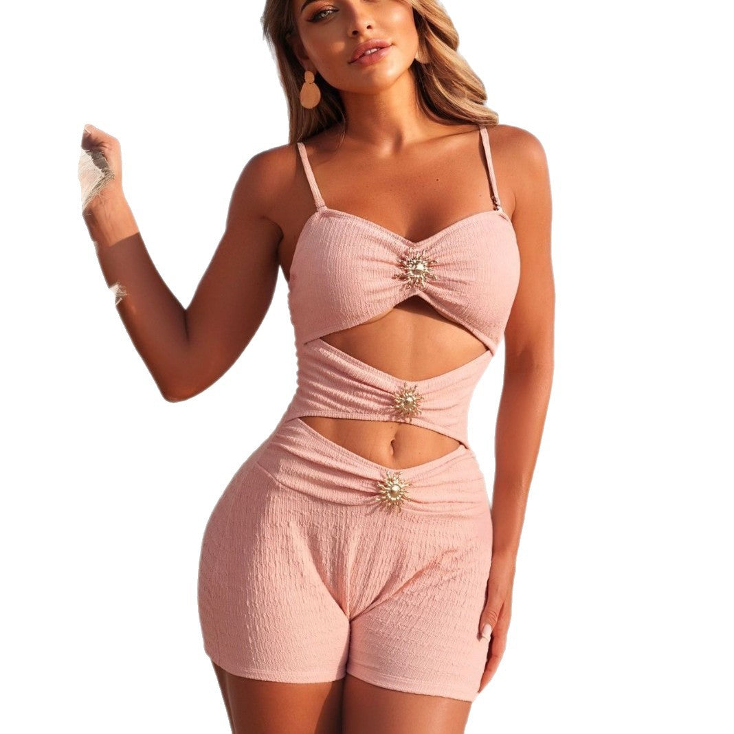 Damen Cut-Out Strampler mit dekorativen Verzierungen EB