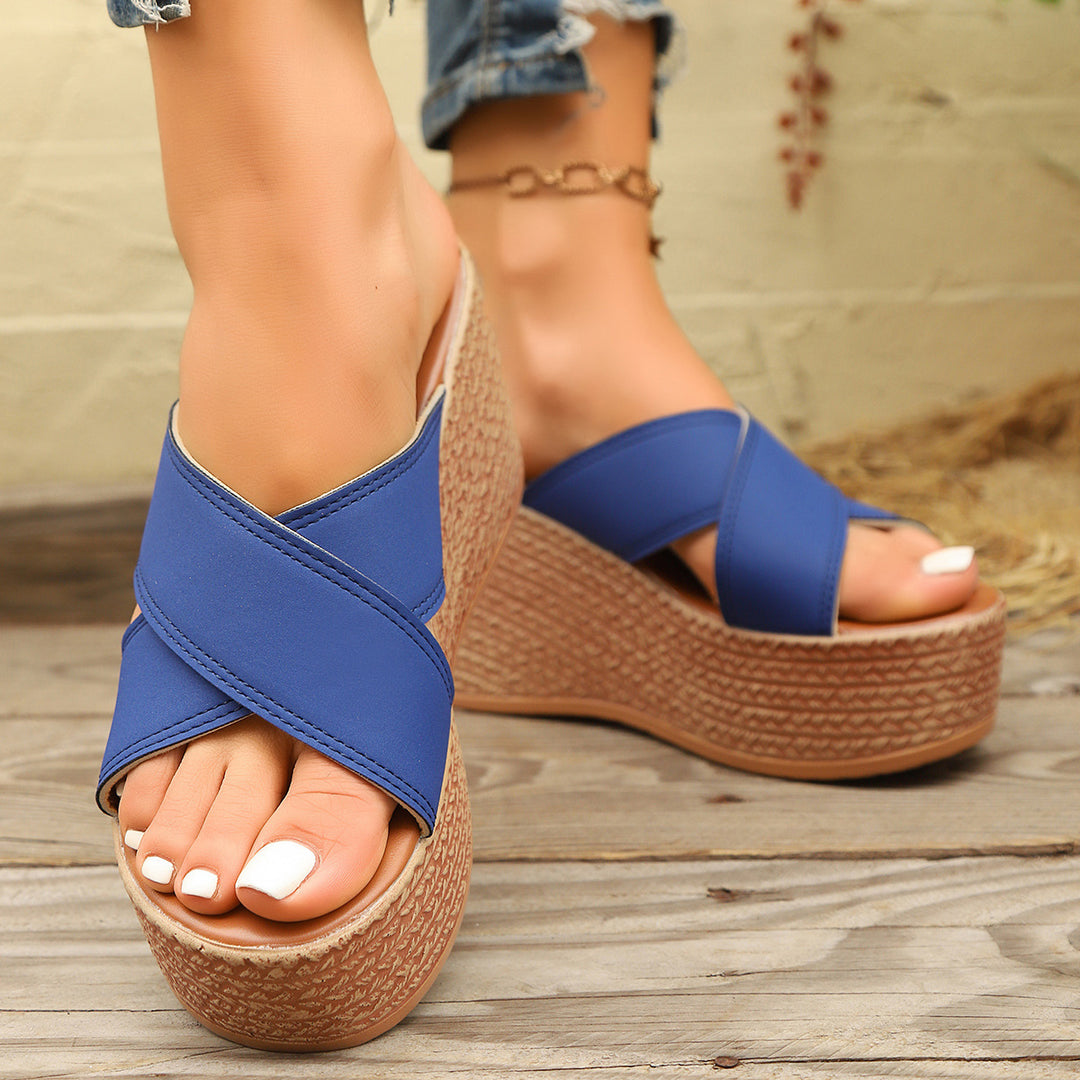 Damen Wedge-Pantoletten mit dekorativem geflochtenem Detail und rutschfester Sohle EB