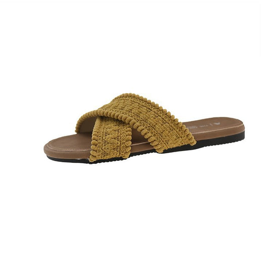Damen modische Sandalen mit Pompons EB
