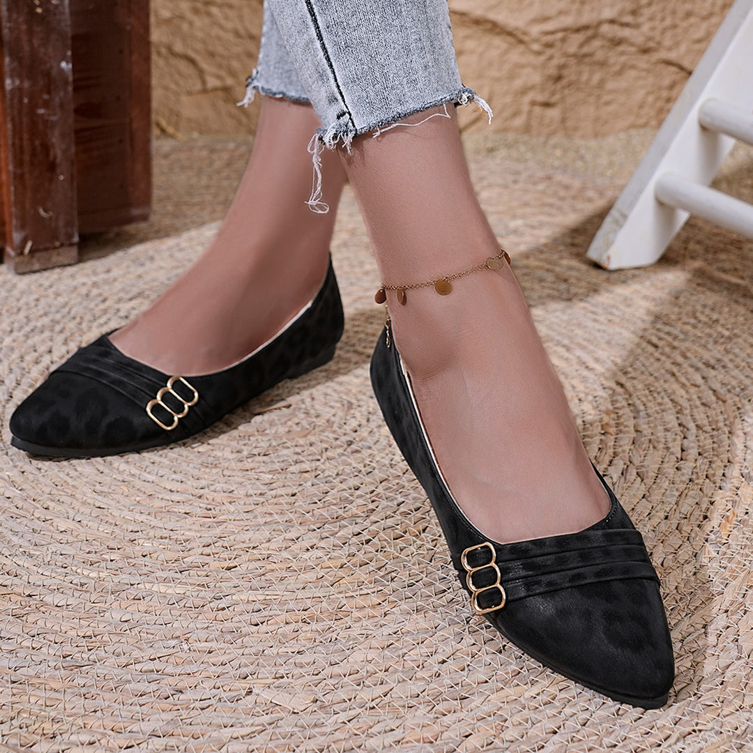 Damen dekorative Ballerinas mit elegantem Leopardenmuster und hochwertigem Futter EB