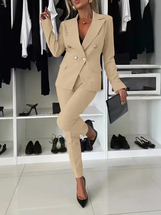 Damen Doppelreihiger taillierter Hosenanzug mit Slim-Hose EB