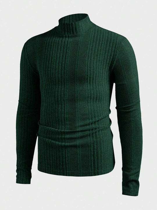 Herren Strickpullover mit hohem Kragen und Rippstruktur EB