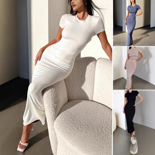 Damen Figurbetontes Maxikleid mit kurzen Ärmeln EB