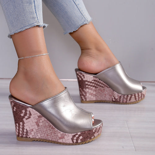 Damen Wedge-Pantoletten mit elegantem Offenzehen-Design und rutschfester Sohle EB