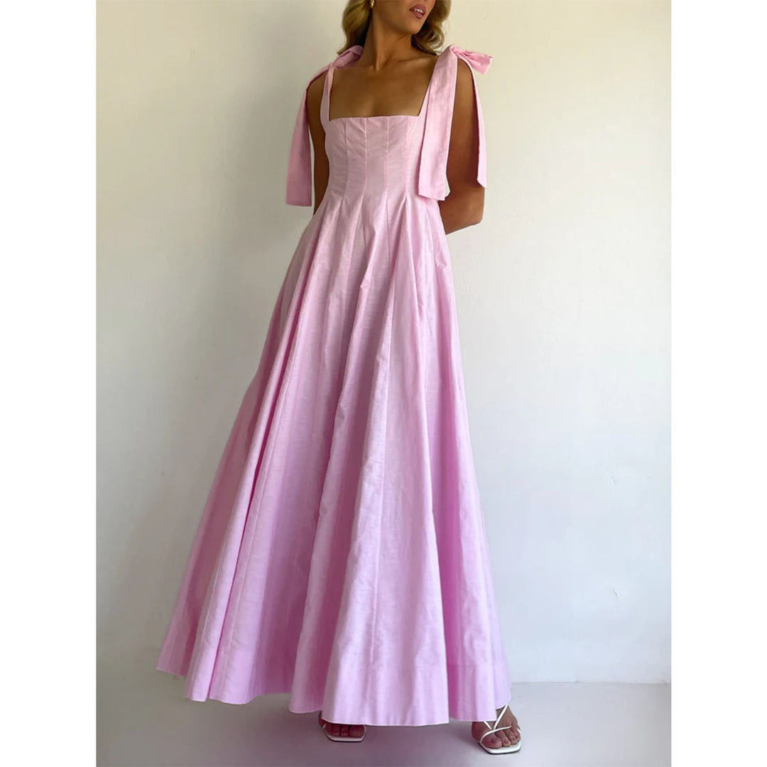 Damen Elegantes Maxikleid mit modernen Schulterbändern und fließendem Schnitt EB