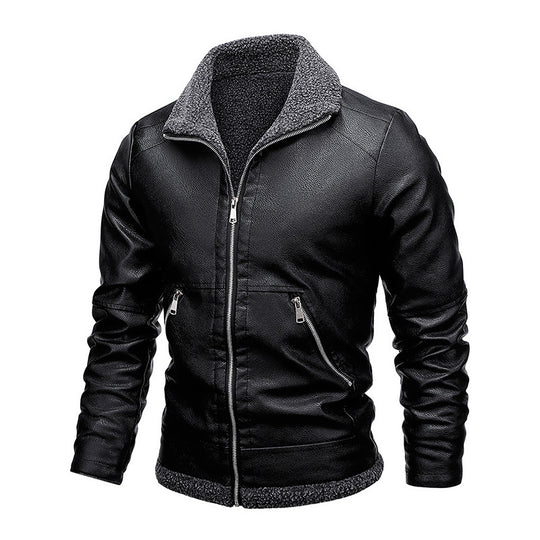 Herren Aviator-Kunstlederjacke mit vollem Sherpa-Innenfutter und Reißverschluss EB