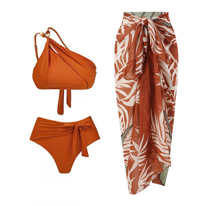 Damen Hochgeschnittener Bikini mit asymmetrischem Schnitt und raffiniertem Wickel-Design EB