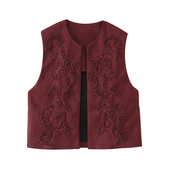 Damen Weste mit floralem Stickdesign EB