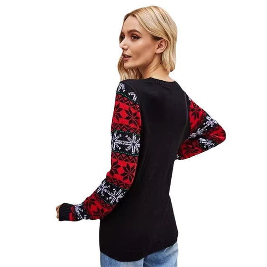Damen Strickpullover mit auffälligem Weihnachtsmotiv EB