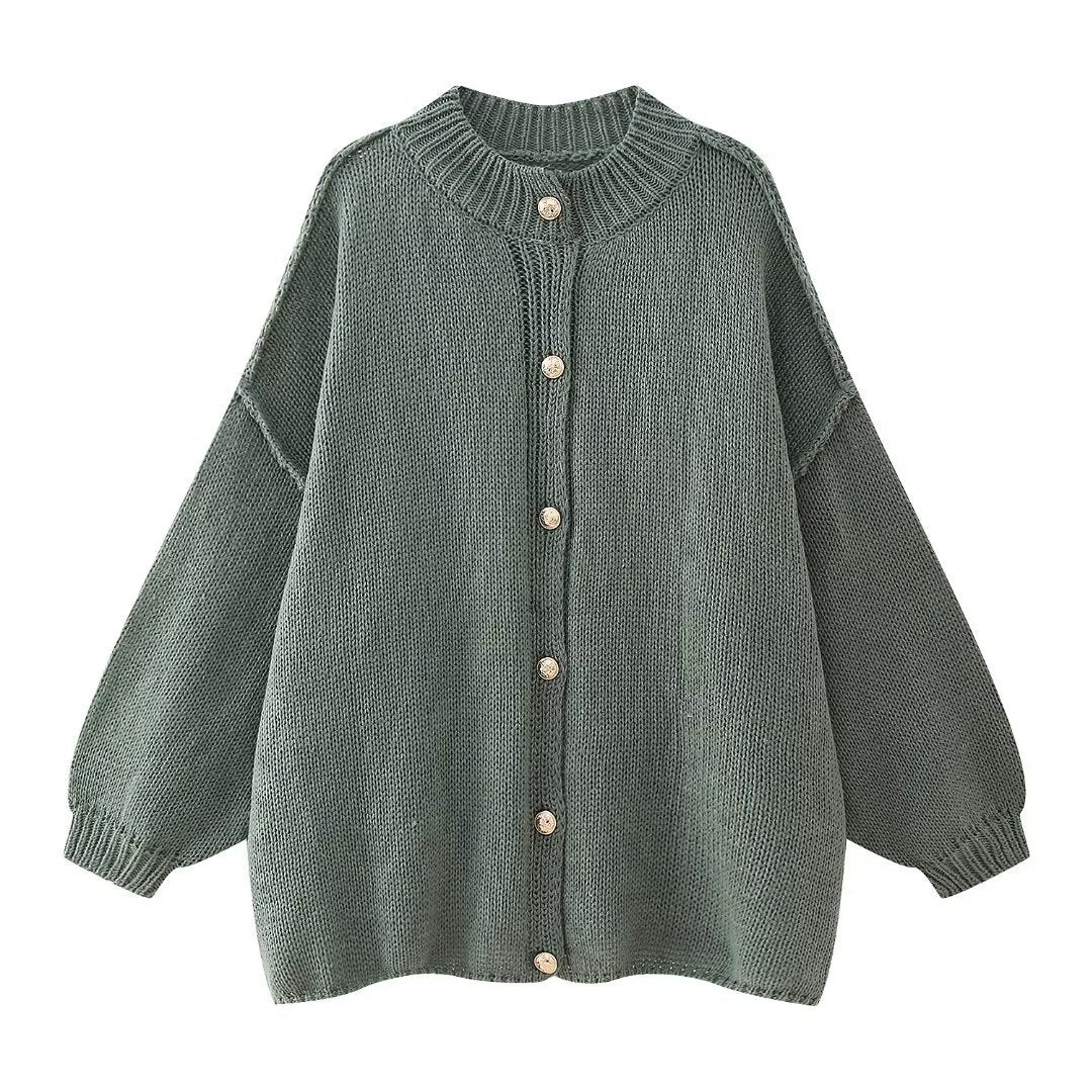 Damen oversized Strickjacke mit Knopf- und Rippdetails EB