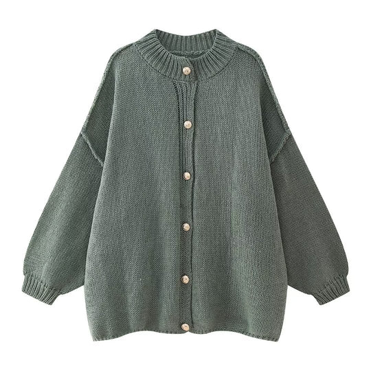 Damen oversized Strickjacke mit Knopf- und Rippdetails EB