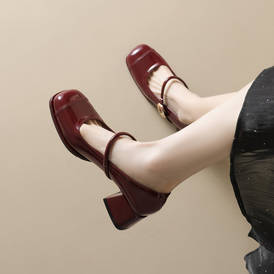 Damen elegante Mary-Jane Schuhe mit komfortablem Blockabsatz EB