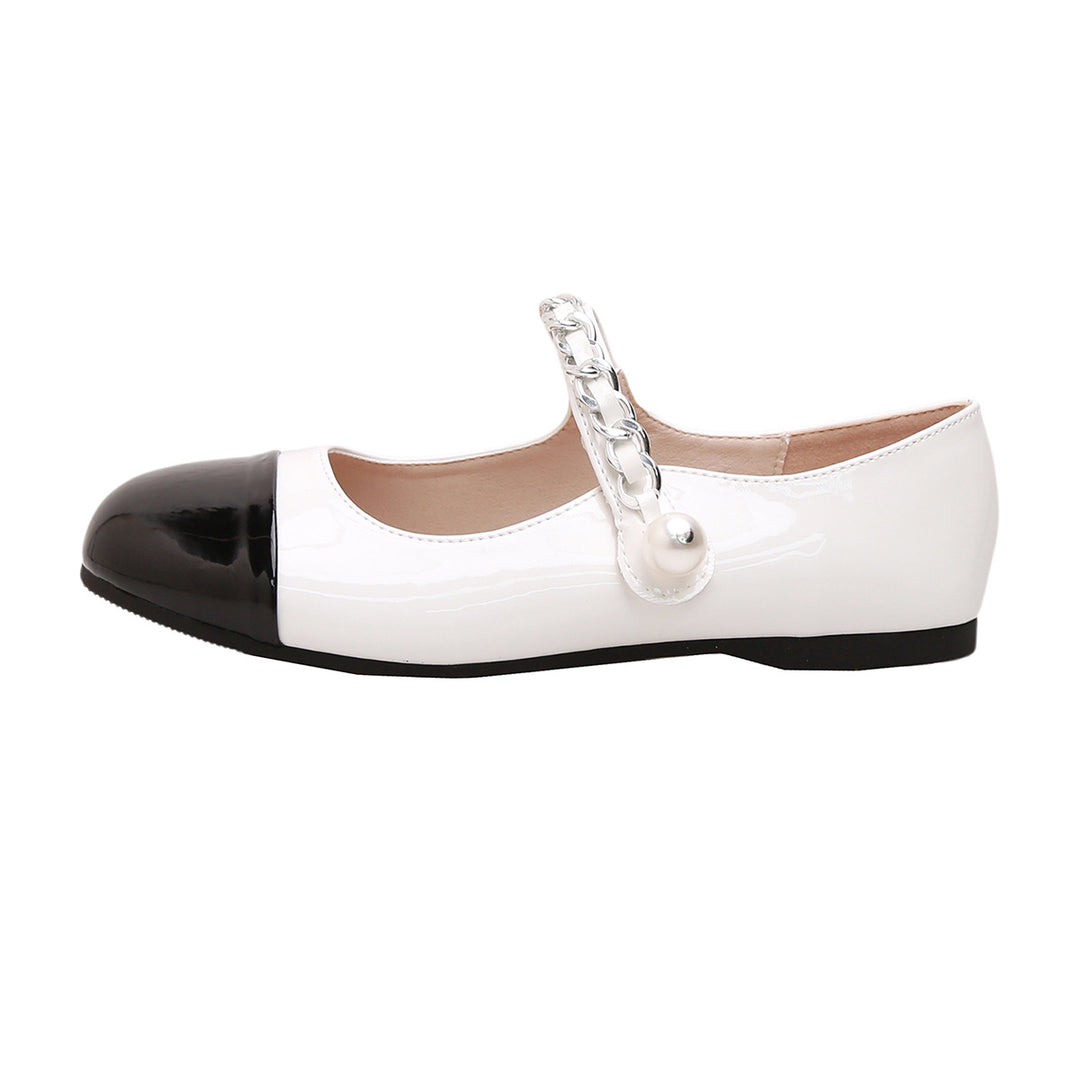 Damen Ballerinas mit modischem Kettenriemen und eleganter Schnalle EB