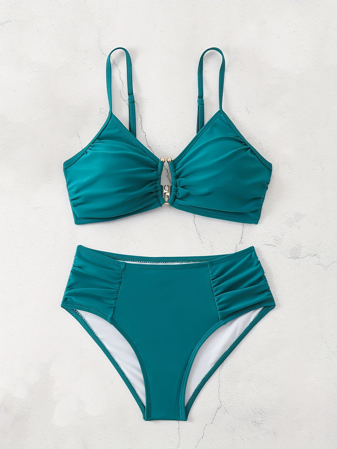 Damen Hochtailliertes Bikini-Set mit raffiniertem Rüschendesign EB