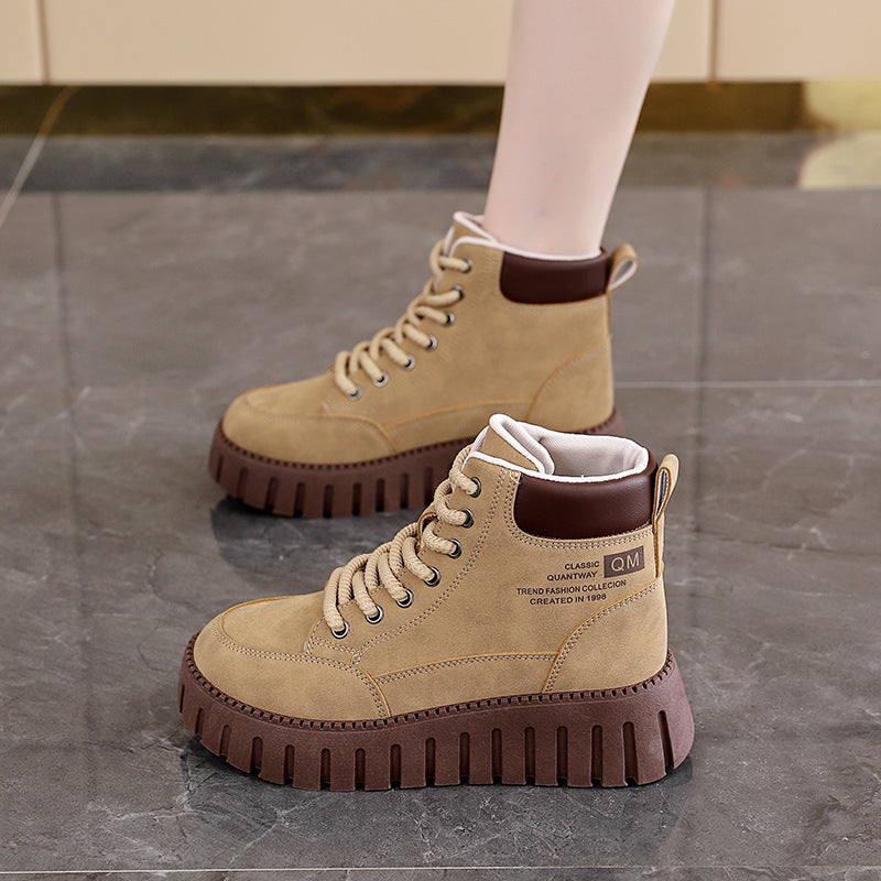 Damen High-Top Sneakers mit dicker Gummisohle und trendigem Obermaterial EB