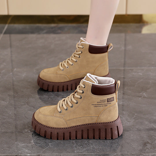 Damen High-Top Sneakers mit dicker Gummisohle und trendigem Obermaterial EB