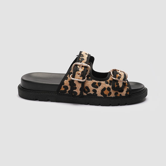 Damen Chunky Sandalen mit tierischem Muster und komfortablem Riemendesign EB