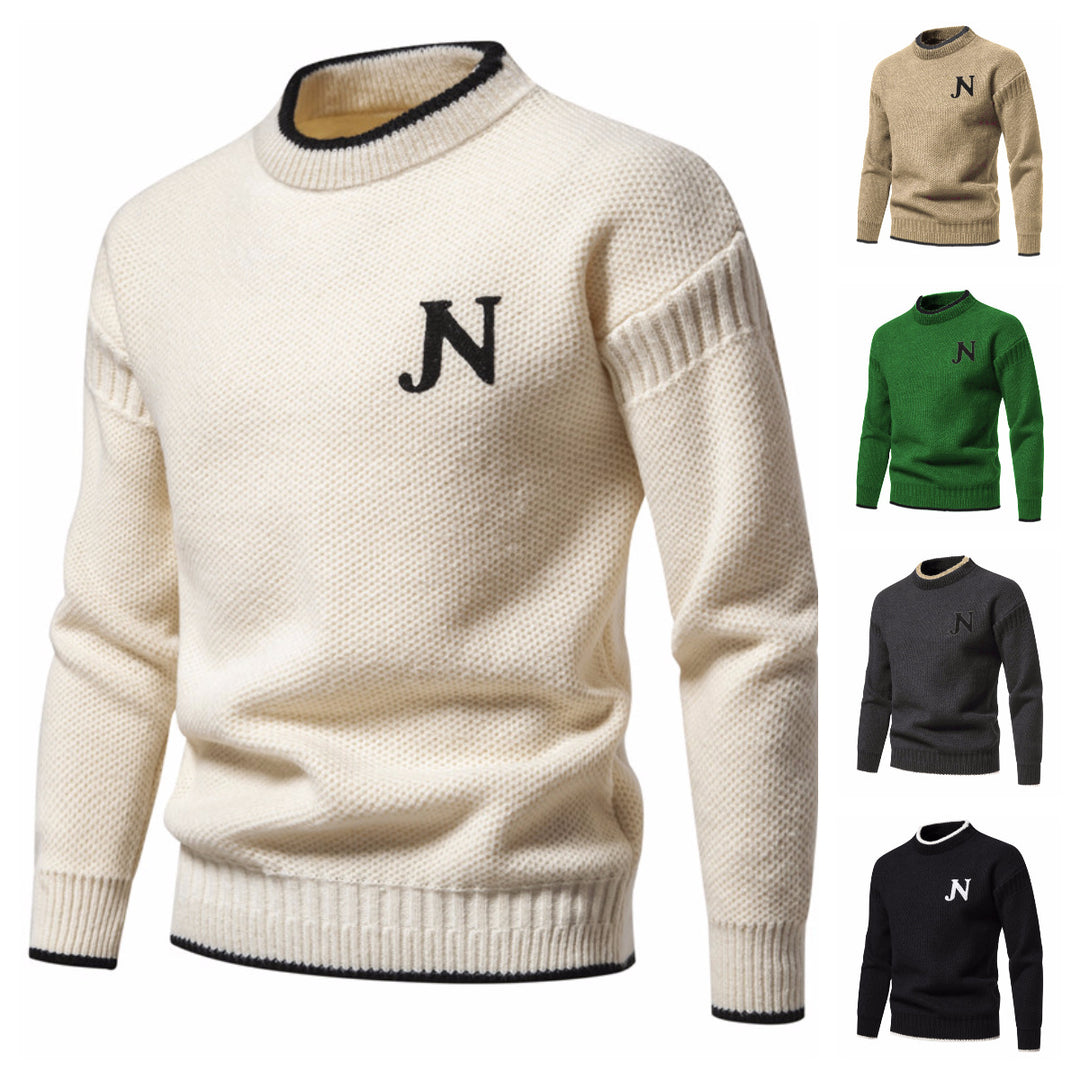 Herren Strukturierter Strickpullover mit Rundhalsausschnitt EB