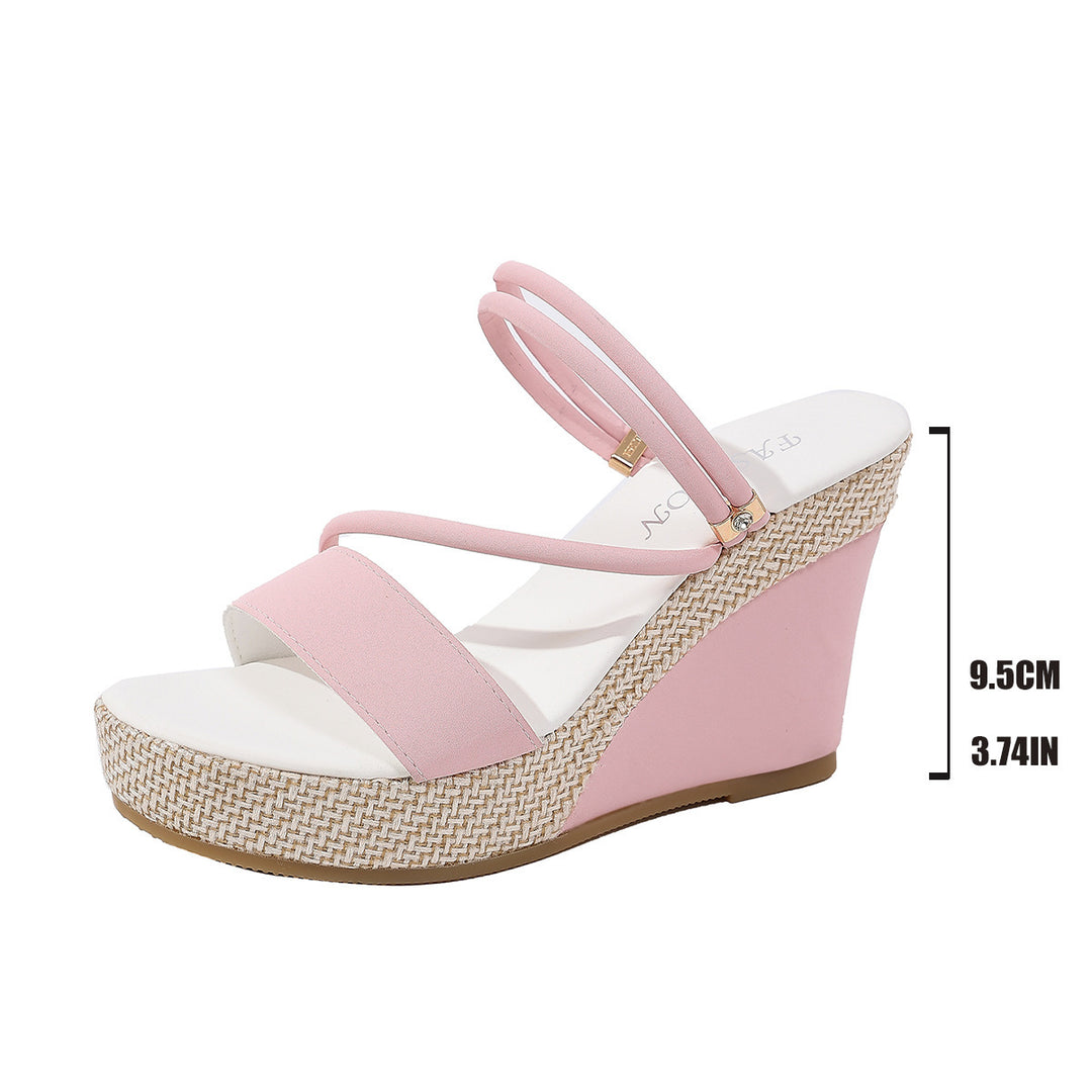 Damen Wedge-Pantoletten mit geflochtenem Riemendesign und komfortablem Fußbett EB