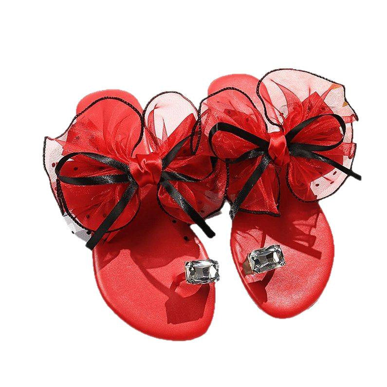 Damen extravagante Flip-Flops mit dekorativen Rüschen EB