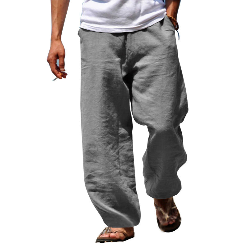 Herren nan lockere Leinenhose mit weitem Bein und elastischem Bund EB