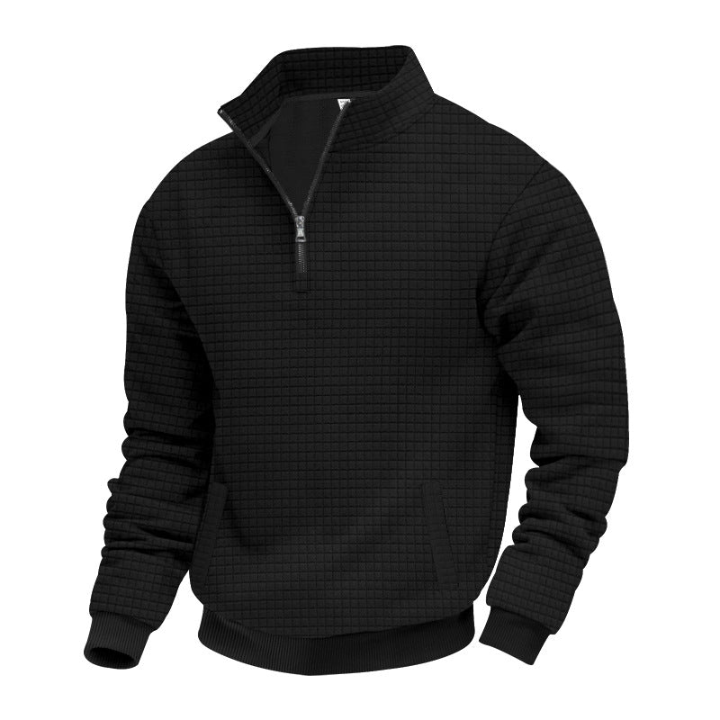 Herren Strukturierter Sweatpullover mit halbem Reißverschluss EB