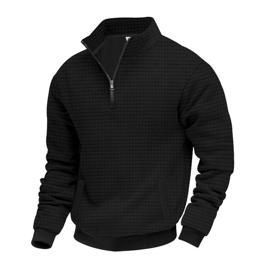 Herren Strukturierter Sweatpullover mit halbem Reißverschluss EB