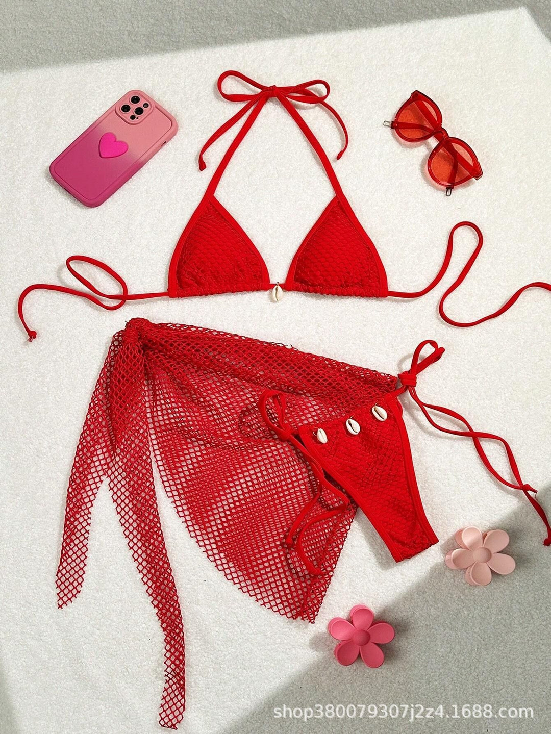 Damen Triangel-Bikini mit Netzdesign EB