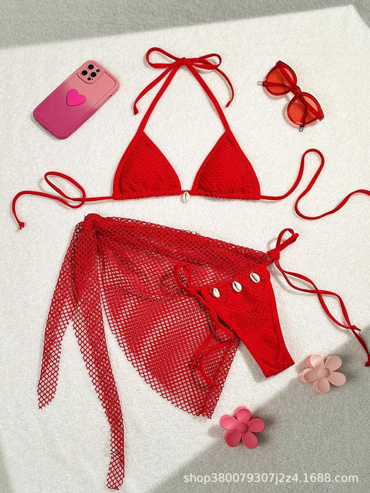 Damen Triangel-Bikini mit Netzdesign EB