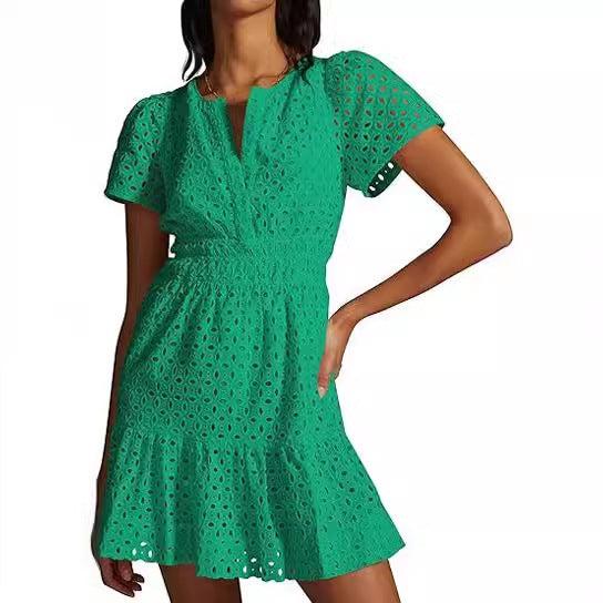 Damen Sommerkleid im romantischen Broderie Anglaise Stil EB