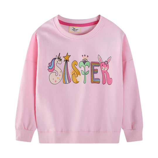 Mädchen Sweatshirt mit buntem Tier- und Motivdruck EB