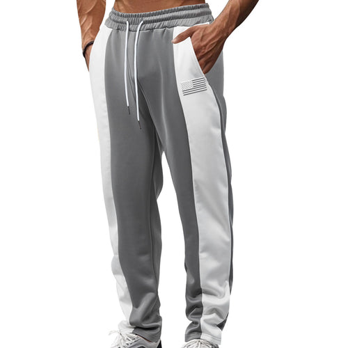 Herren nan sportive Trackpants mit seitlichen Kontrastbahnen elastischem Bund Kordelzug und Hirschstickerei EB