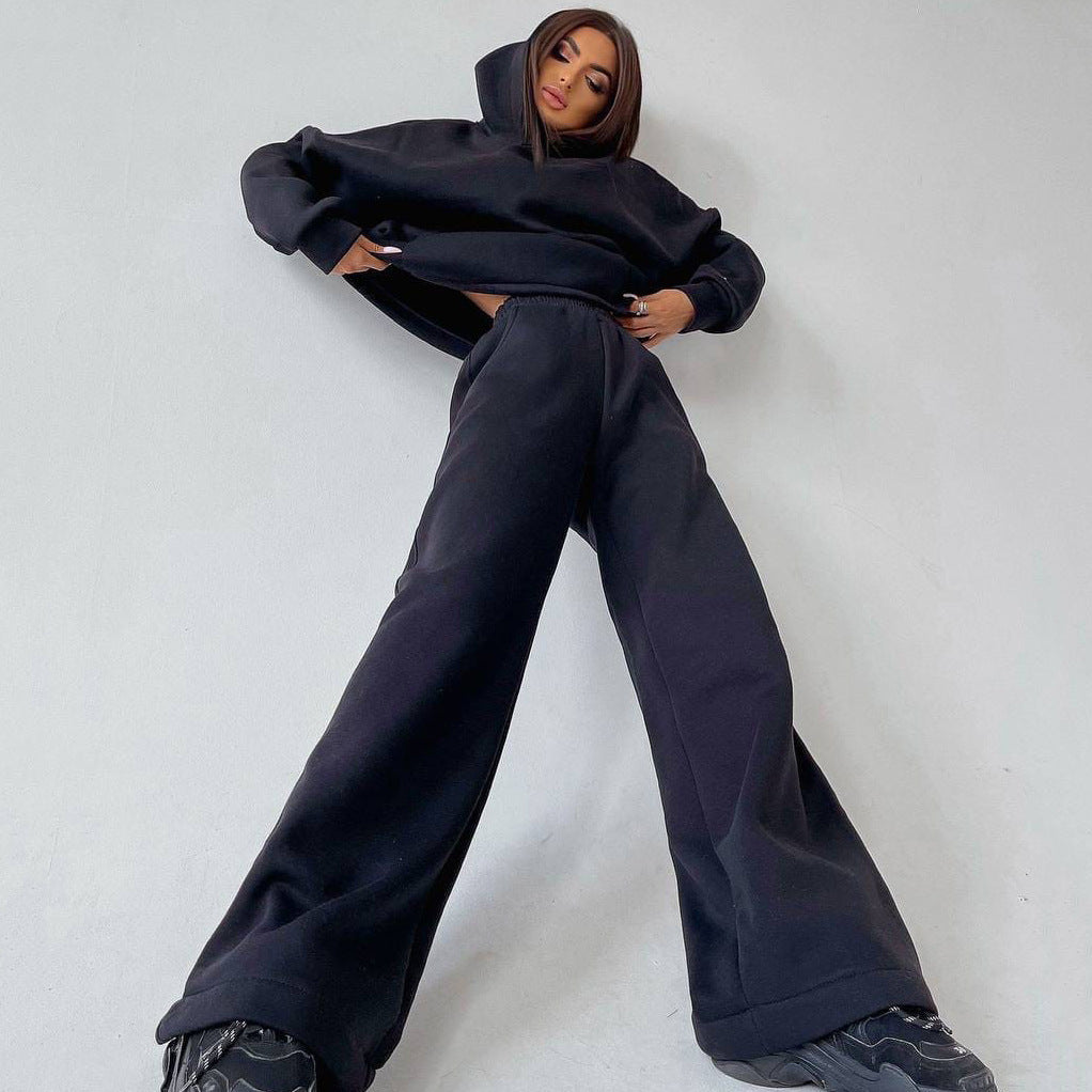 Damen nan weiches Oversize Hoodie mit weitem Schlag Jogginghose Set EB